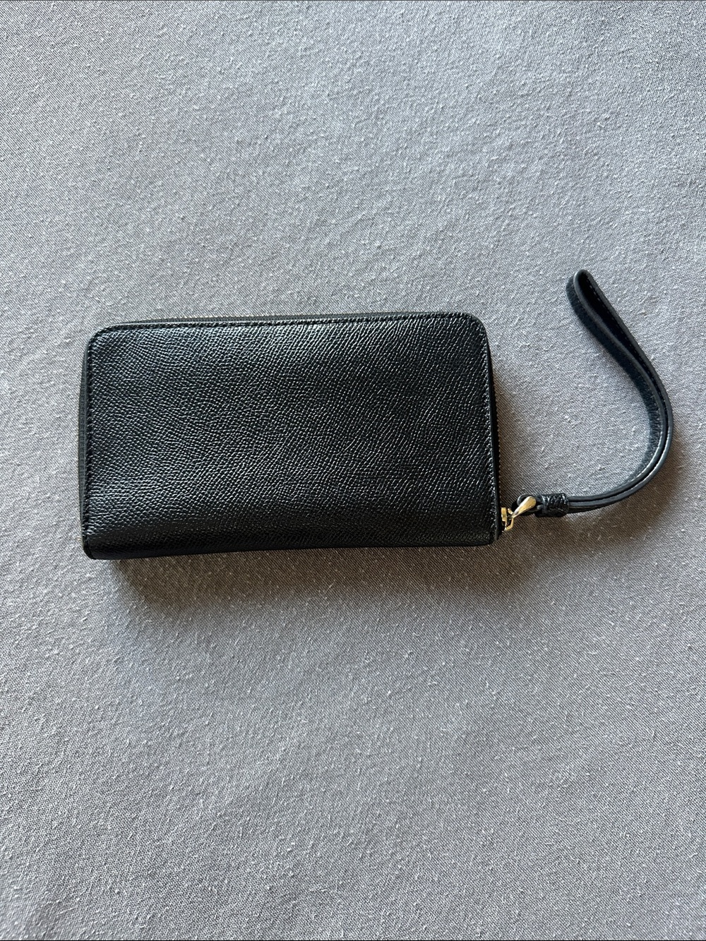 Coach Black Leather Zip Wristlet with Gold Logo - Picture 2 of 3
